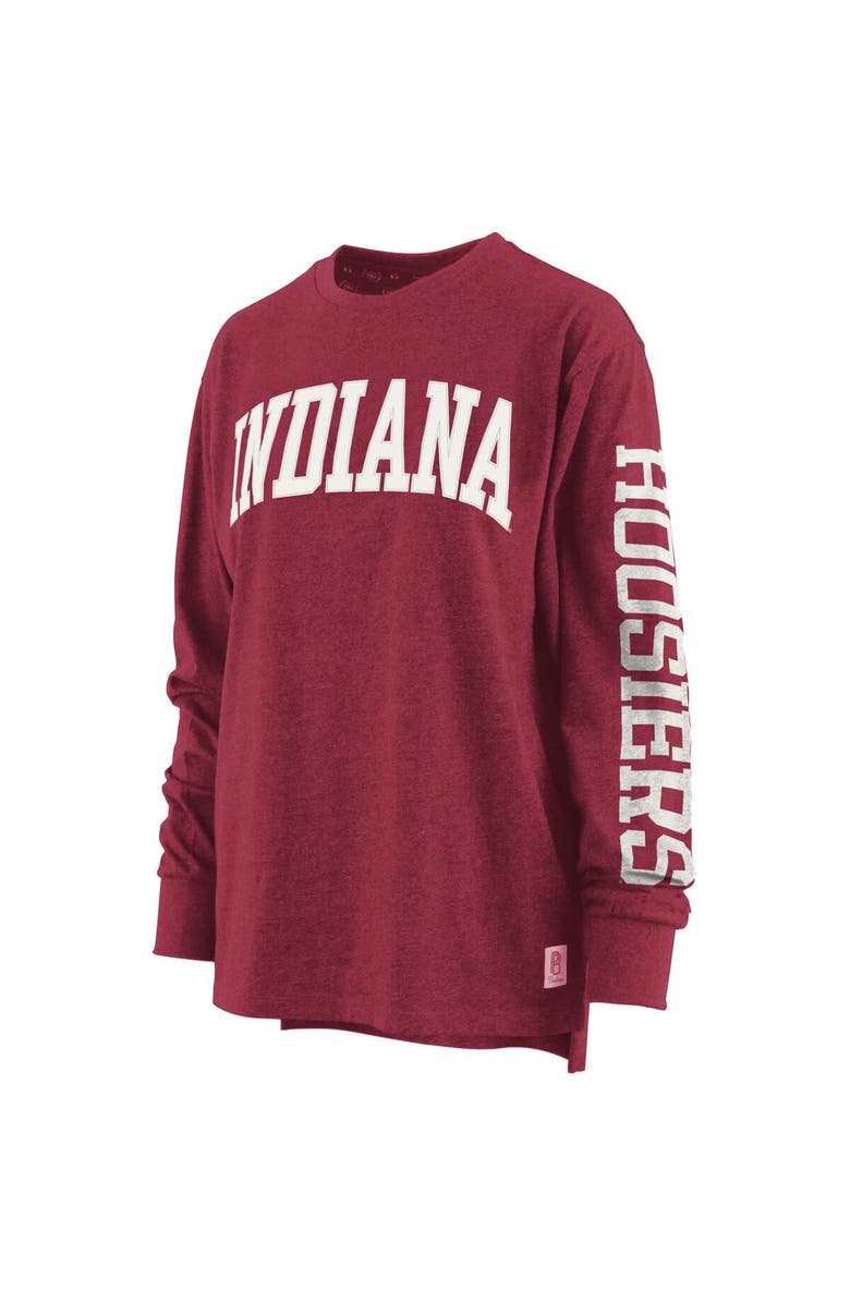 PRESSBOX Women's Pressbox Heathered Crimson Indiana Hoosiers Two-Hit Canyon Long Sleeve T-Shirt, Alternate, color, Crimson
