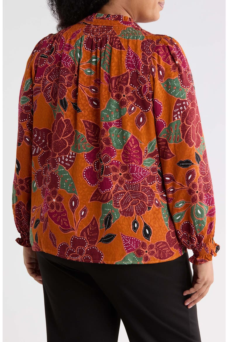 Marven Floral Button Down Top, Alternate, color, RUST-BROWN
