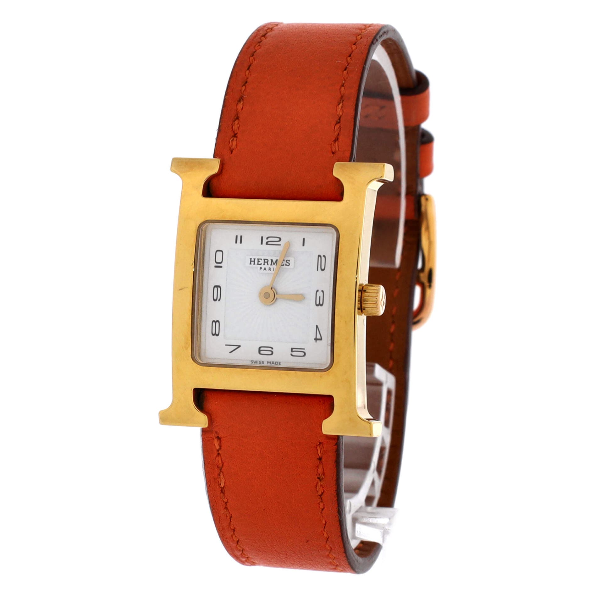 Heure H Quartz Watch Plated Metal and Leather 21, Alternate, color, Metallic Gold