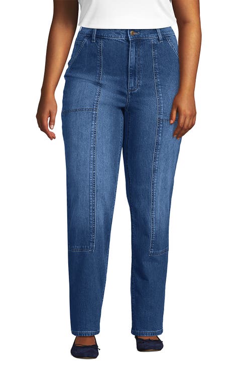 Soft Denim High Rise Rail Straight Leg Utility Jeans
