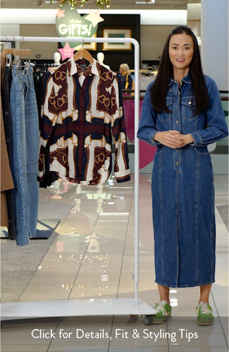 Classic Equestrian Print Twill Button-Up Shirt, sales video thumbnail