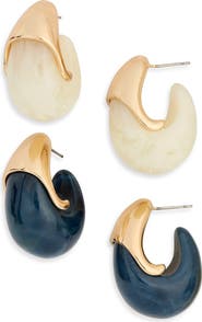 Tasha Set of 2 Chunky Resin Hoop Earrings