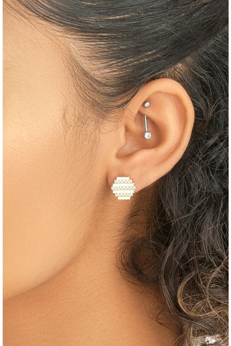 Sezia Stud Earrings, Alternate, color, SILVER