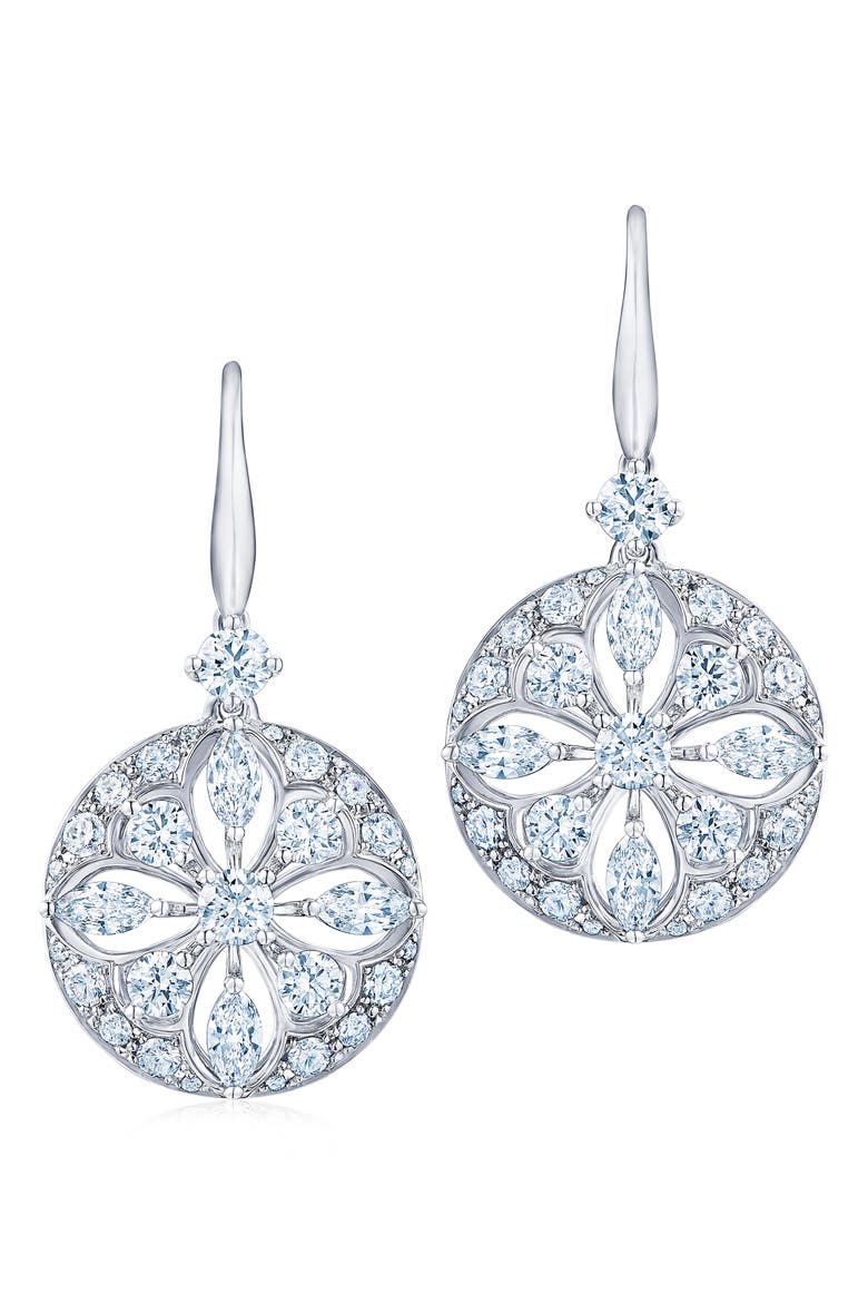 Diamond Star Drop Earrings, Main, color, WHITE GOLD