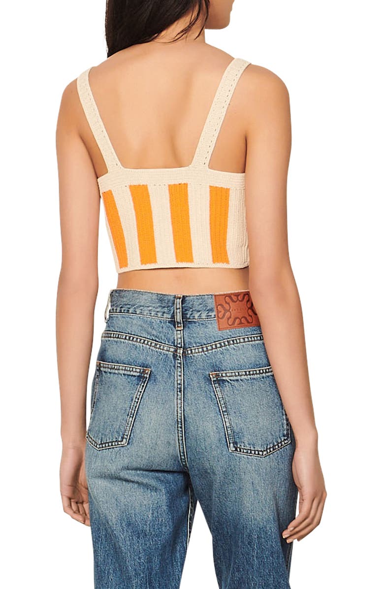 SANDRO Nohan Stripe Crop Tank Top, Alternate, color, Beige/ Orange