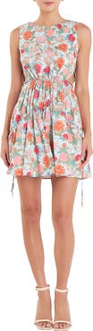 English Factory Floral Side Cutout Minidress