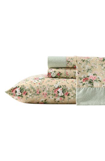 Laura Ashley Serene Dream 4-piece Cotton Sheet Set In Pastel Brown