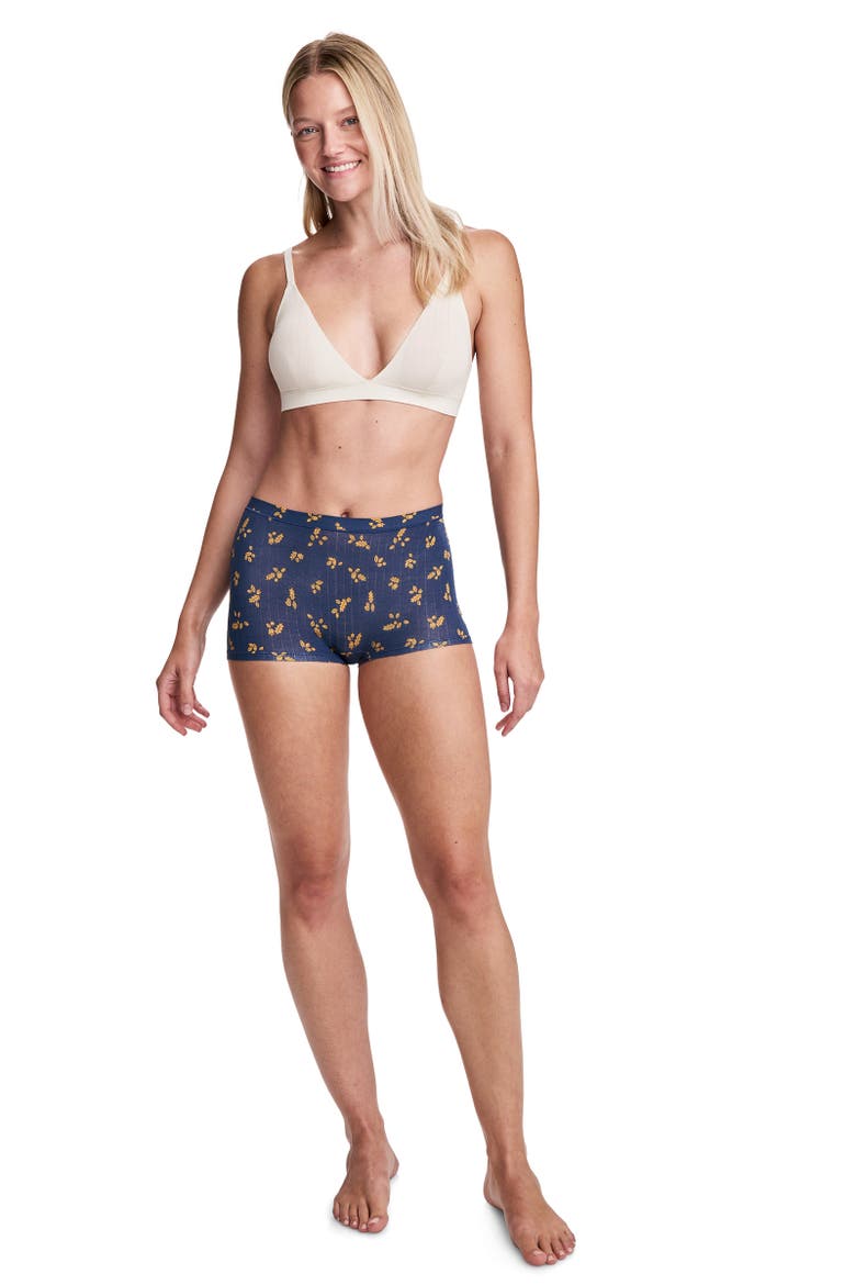 Women's Light & Airy Boyshort, Alternate, color, Woodcut Foliage