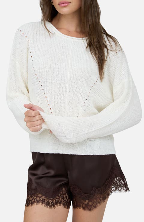 Rolled Edge Pointelle Sweater