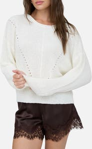 Blu Pepper Rolled Edge Pointelle Sweater