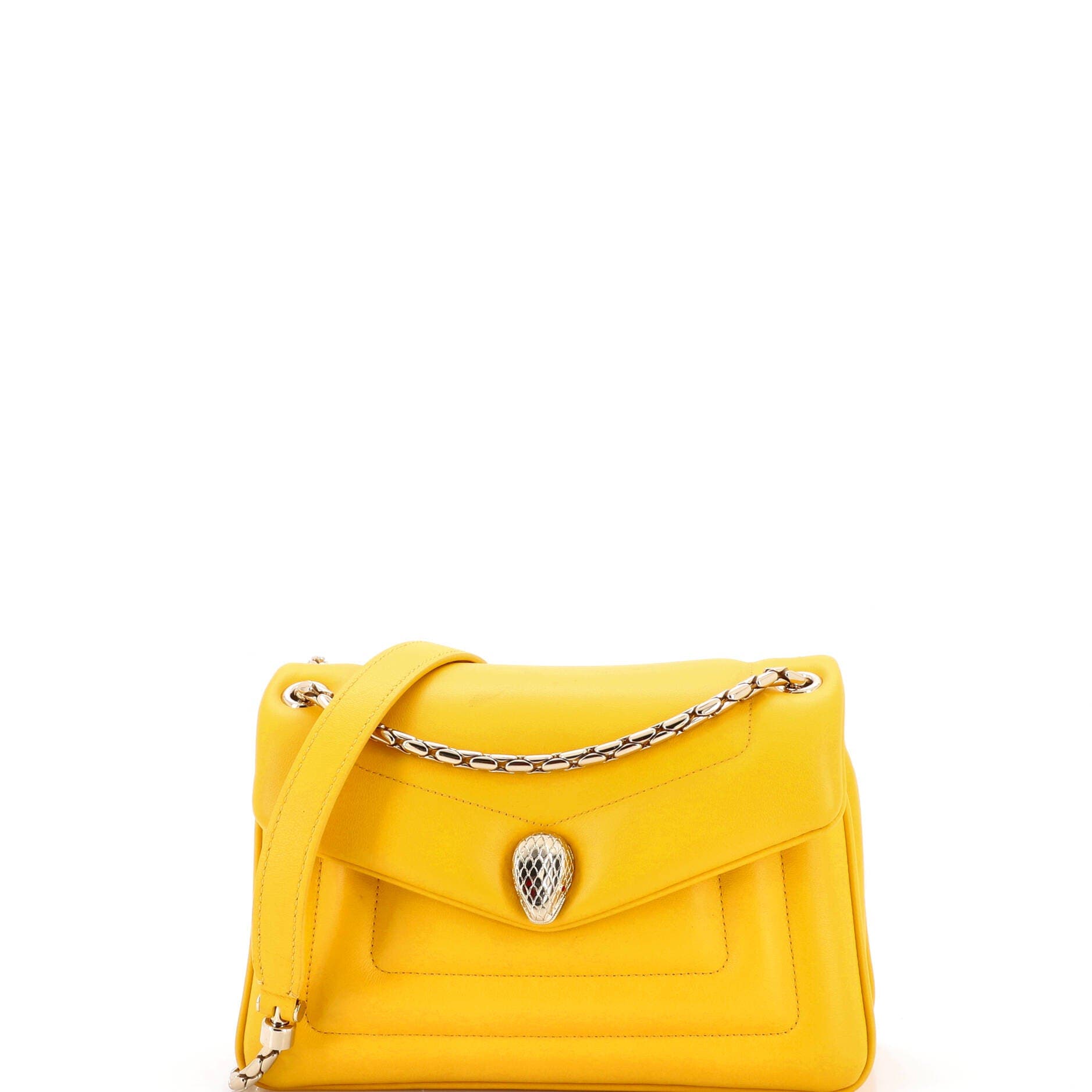 Serpenti Reverse Shoulder Bag Leather Small, Main, color, Yellow