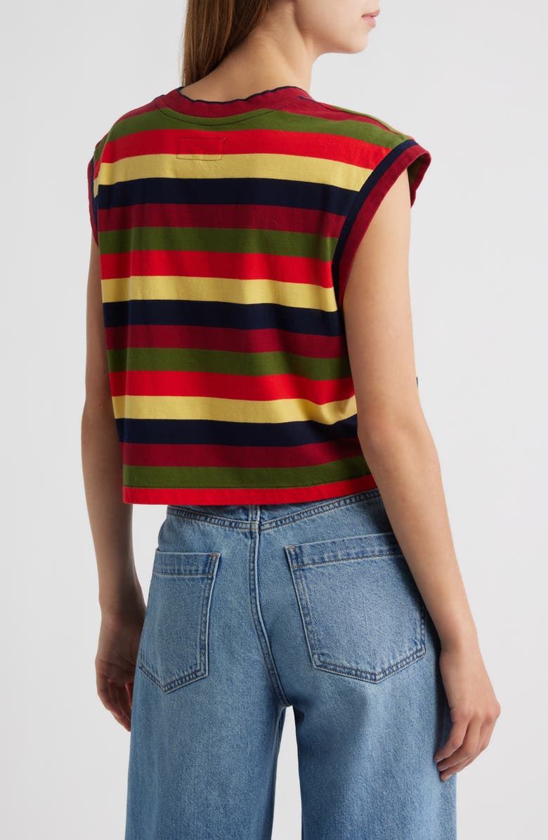 THE GREAT. The Square Stripe Crop Top, Alternate, color,