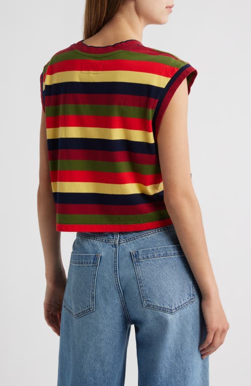 The Great . The Square Stripe Crop Top In Red