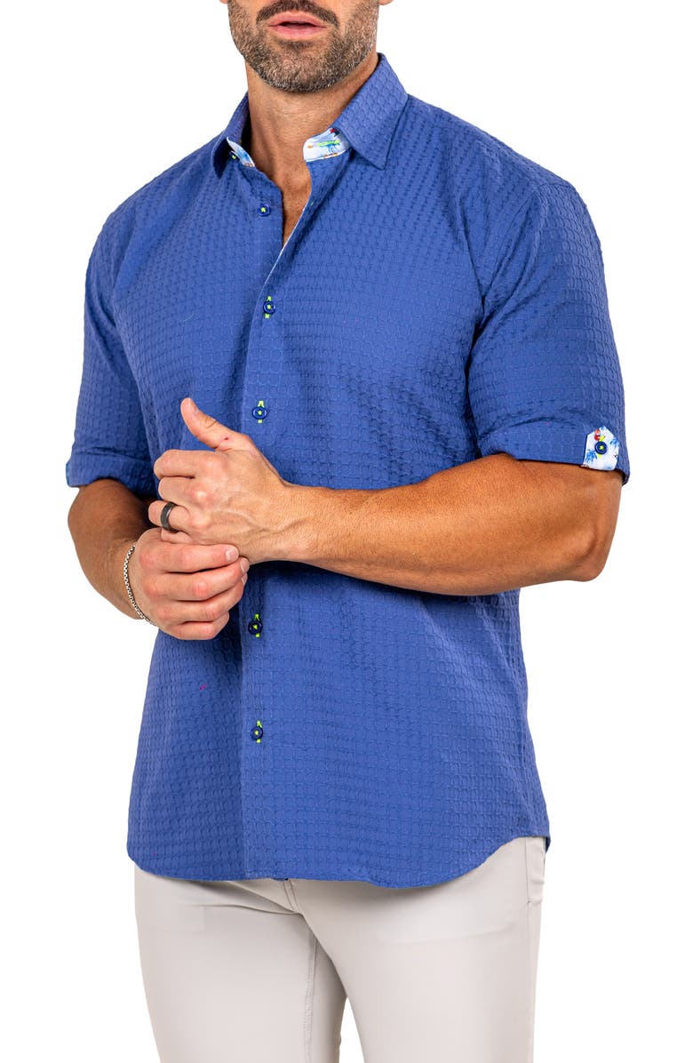 Maceoo Galileo Marthy Short Sleeve Cotton Button-Up Shirt, Alternate, color, 