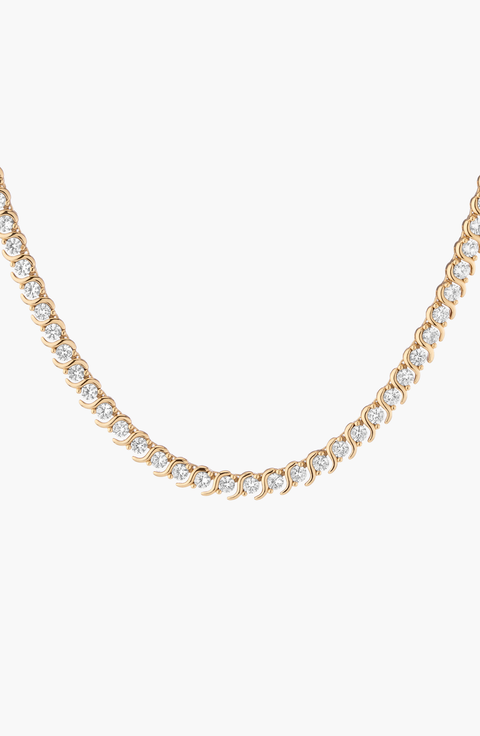S Estate Lab Grown White Sapphire Tennis Necklace