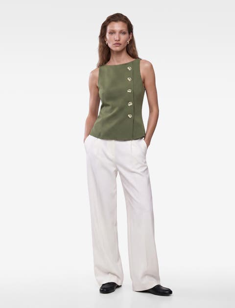 Tailored Sleeveless Vest Top With Back Zip Closure