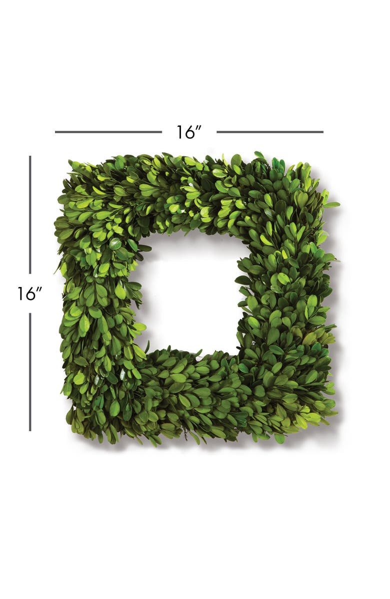 Napa Home & Garden Boxwood Square Wreath 16", Alternate, color, Green