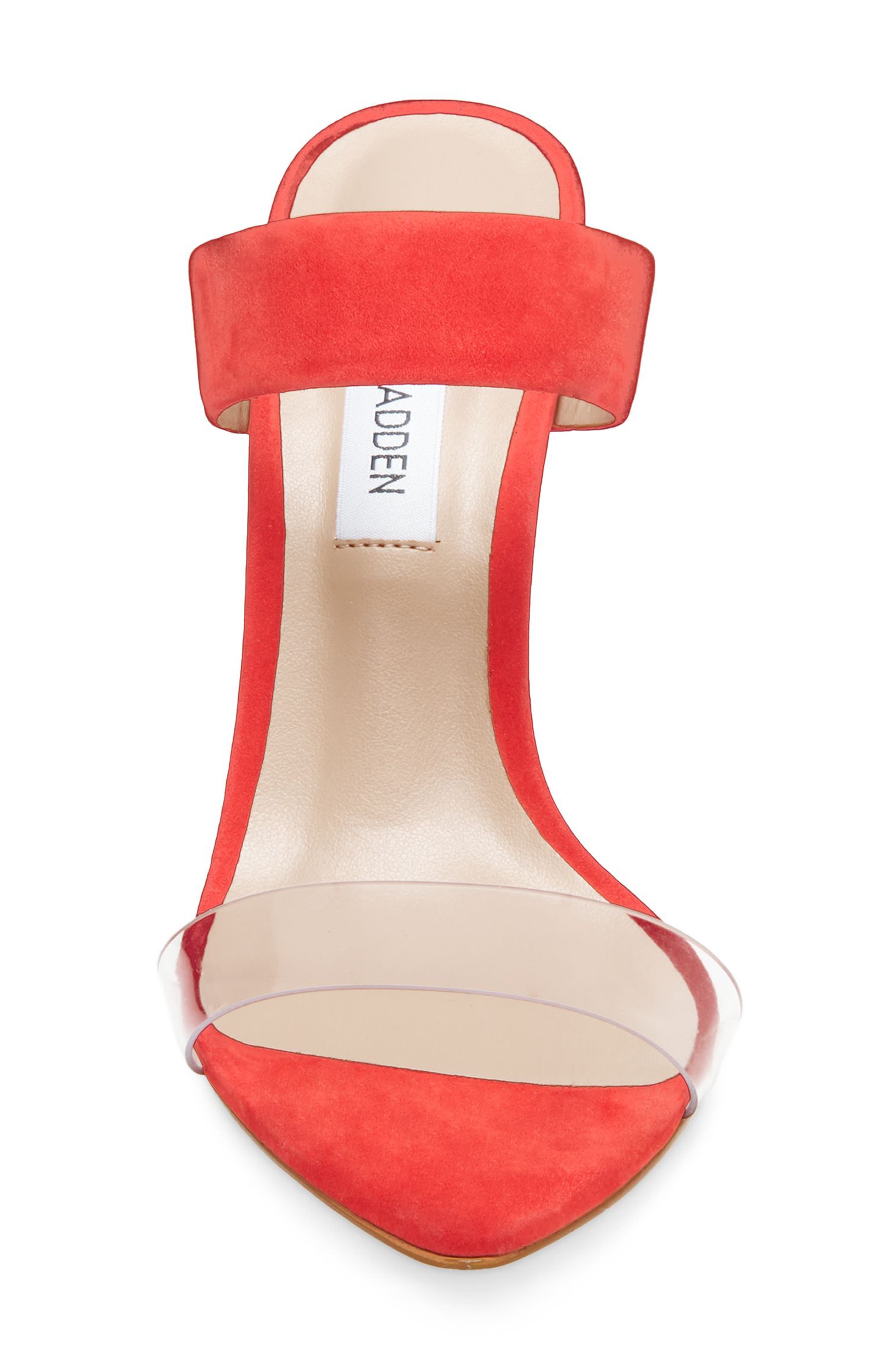 Amaya Clear Slide Sandal, Alternate, color, RED NUBUCK LEATHER