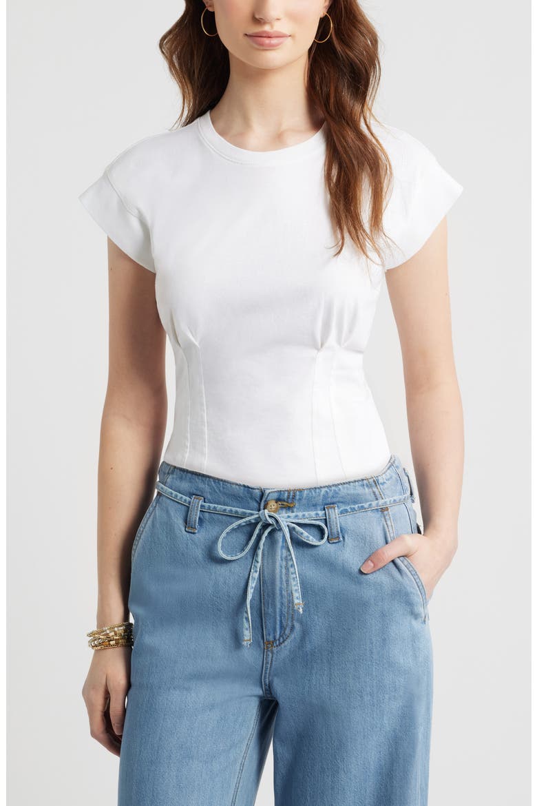Pintuck Cotton T-Shirt, Main, color, WHITE