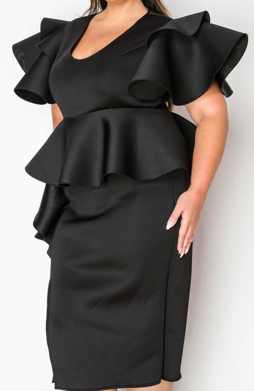 L I V D Kira Neoprene Peplum Dress In Black