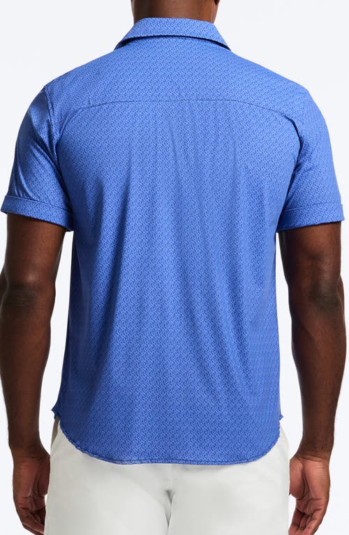 Shop Robert Graham Pidmont Classic Fit Paisley Short Sleeve Knit Button-up Shirt In Blue