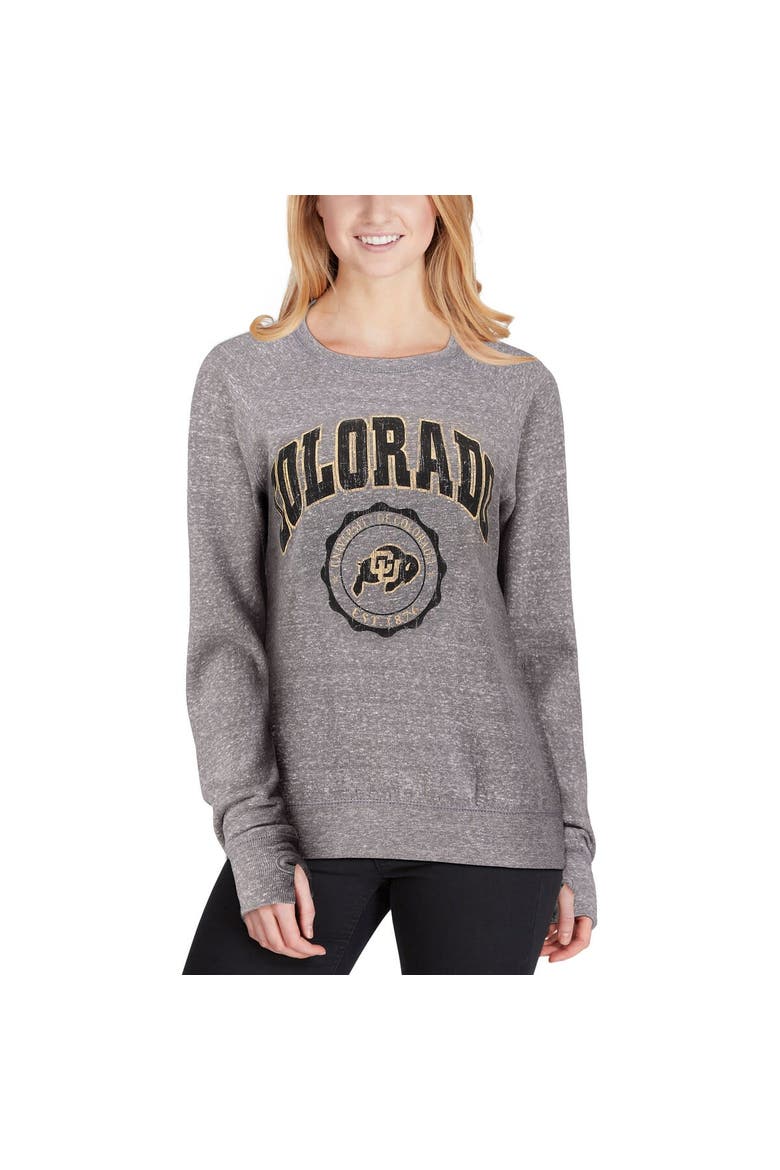 Women's Pressbox Heathered Gray Colorado Buffaloes Edith Vintage Knobi Pullover Sweatshirt, Alternate, color, Heather Gray