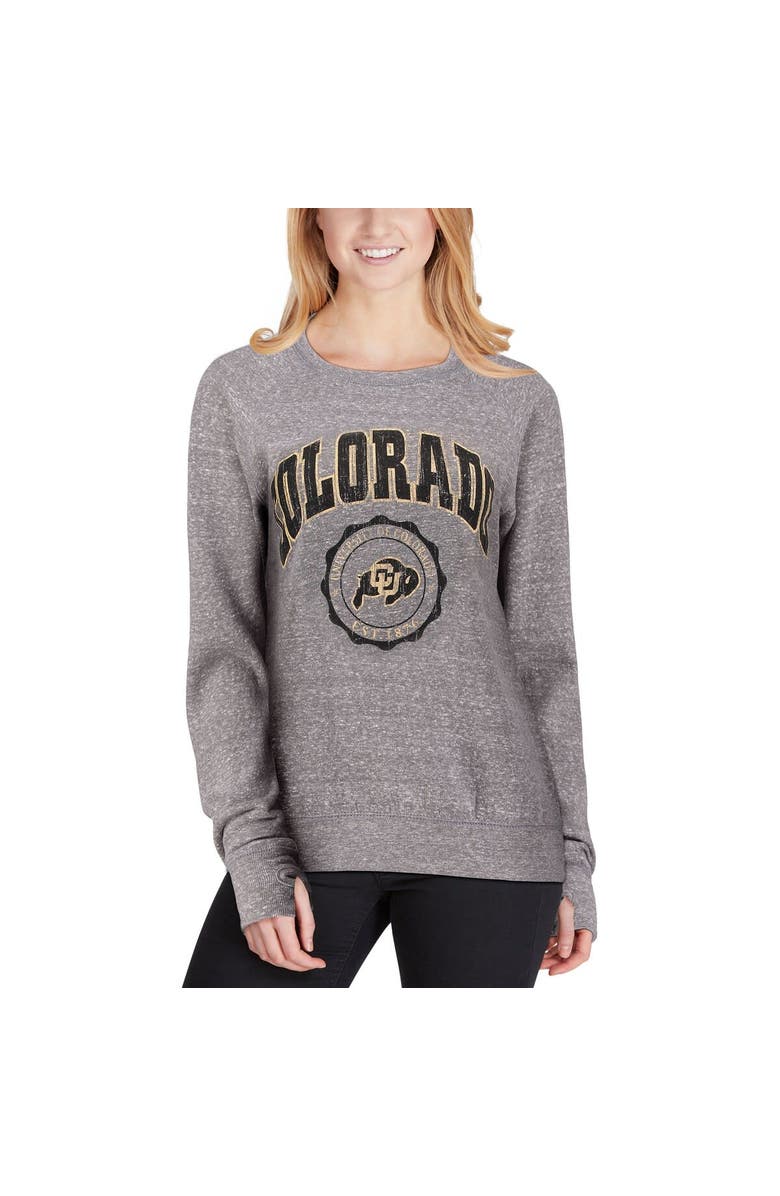 PRESSBOX Women's Pressbox Heathered Gray Colorado Buffaloes Edith Vintage Knobi Pullover Sweatshirt, Alternate, color, Heather Gray