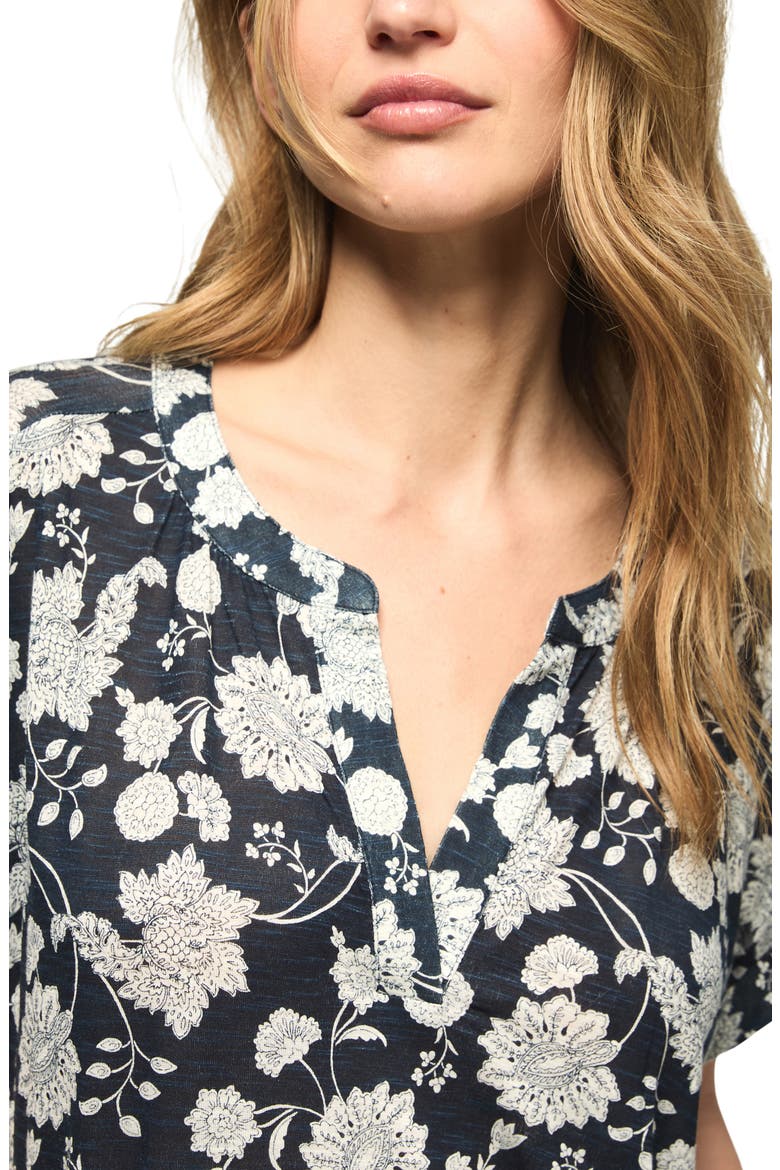 Sandwash Notch Neck Floral Top, Alternate, color, NAVY FLORAL