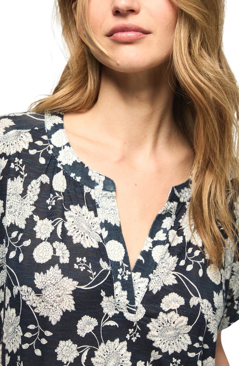 Lucky Brand Sandwash Notch Neck Floral Top, Alternate, color, Navy Floral