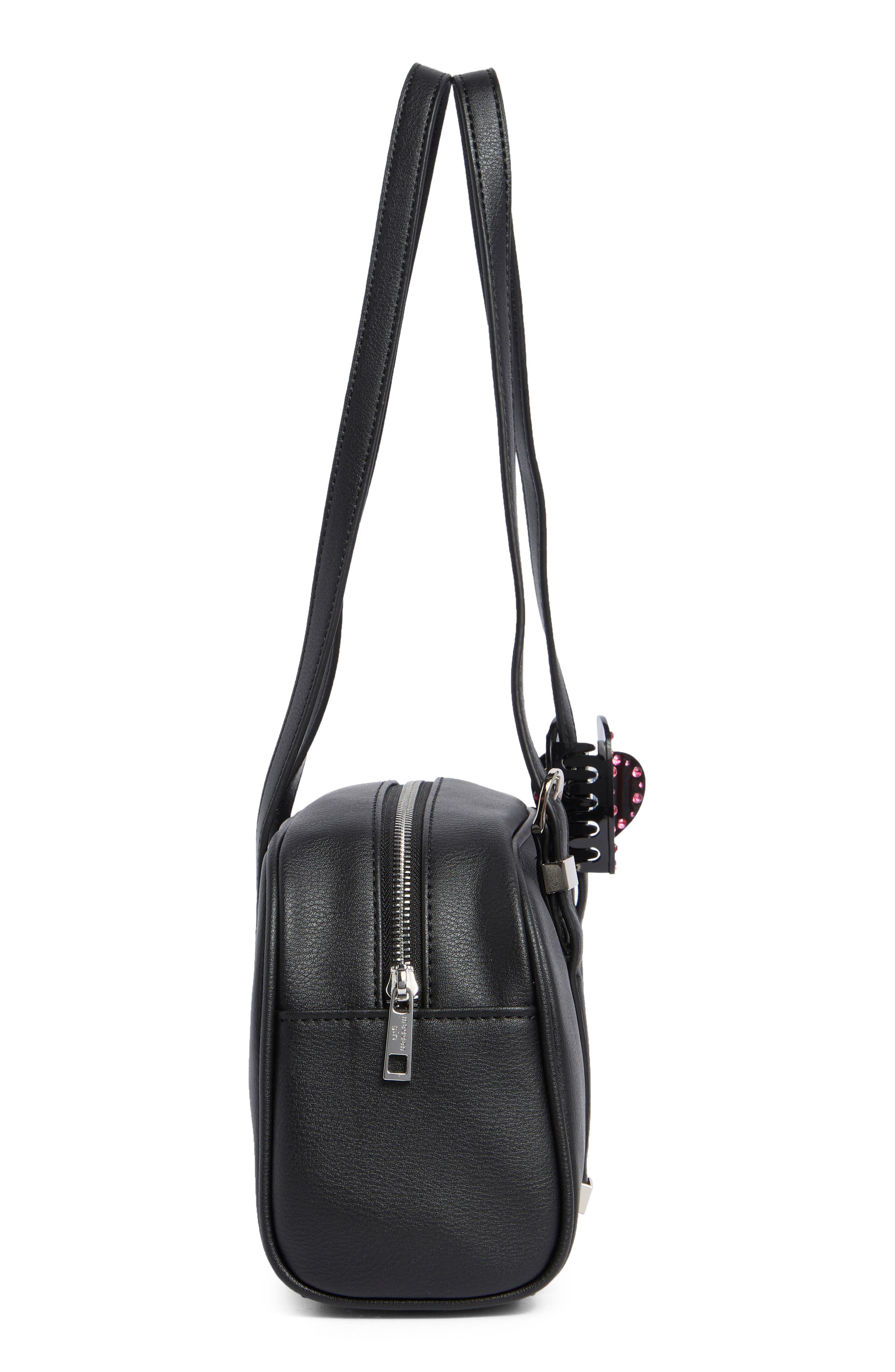 Madden Girl Faux Leather Bowling Bag, Alternate, color, Black