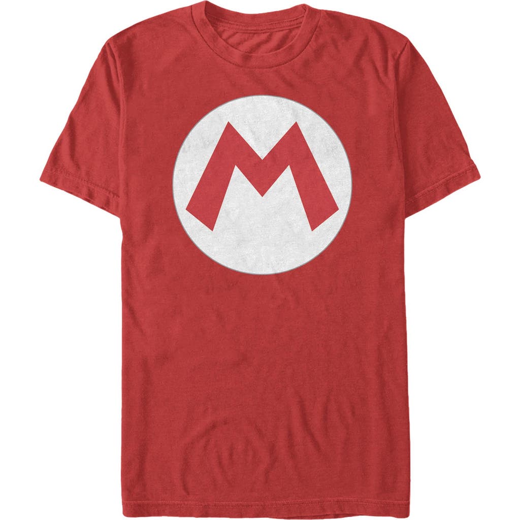 Nintendo Mario Circle Icon Graphic T-shirt In Burgundy