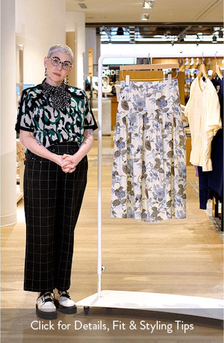 Tiered Drop Waist Linen Blend Midi Skirt, sales video thumbnail