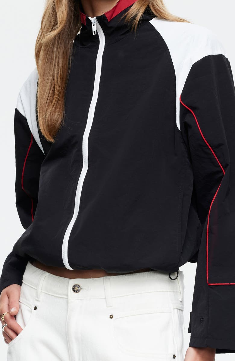 LIONESS Shoreline Colorblock Windbreaker Jacket, Alternate, color, Noir