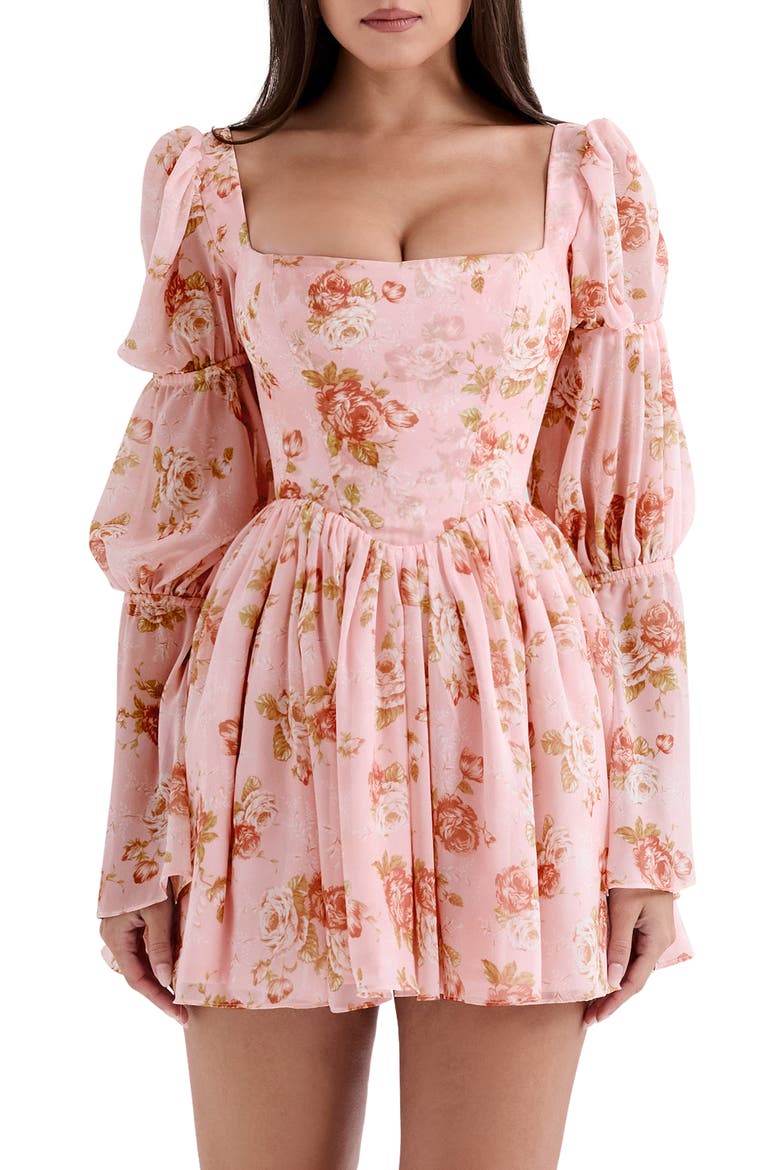 Sancia Floral Print Long Sleeve Minidress, Alternate, color, VINTAGE ROSE PRINT