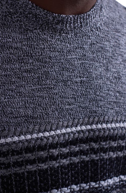 Bugatchi Chest Stripe Merino Wool Sweater In Gray