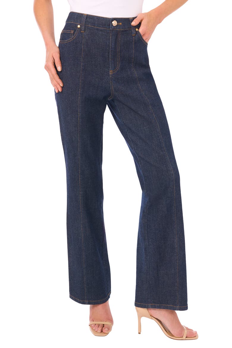 Seamed High Waist Flare Jeans, Main, color, INDIGO NIGHT