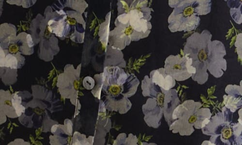 Shop Cinq À Sept Brisbane Tossed Poppies Floral Print Silk Chiffon Minidress In Navy Multi