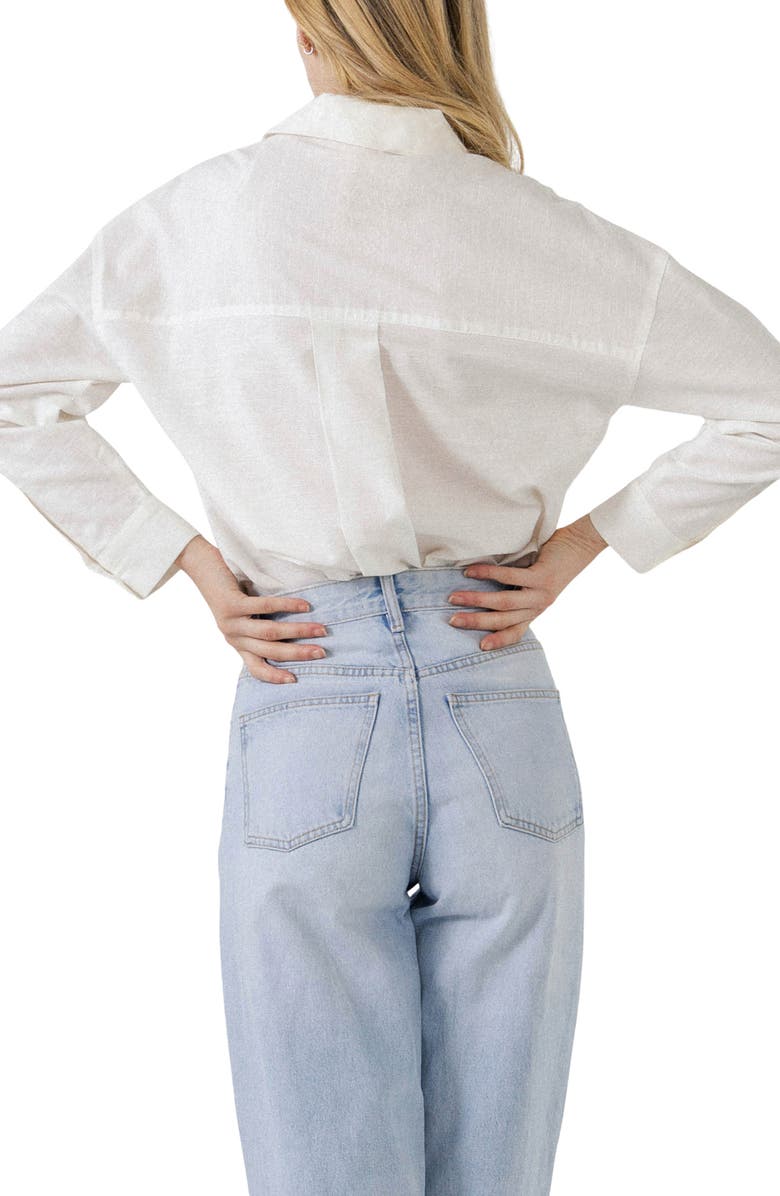 English Factory Oversize Cotton & Linen Shirt, Alternate, color,