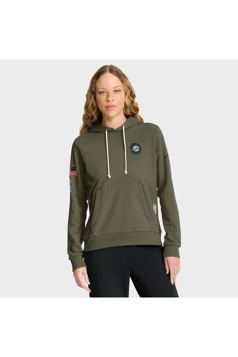 Women's Nike Olive Miami Dolphins 2025 Salute to Service Sideline Standard Issue Dri-FIT Hoodie, Main, color, Olive