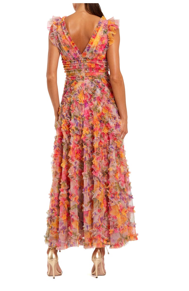Mac Duggal Petite Multi Floral V-Neck Tiered Ruffle Chiffon Maxi Dress, Alternate, color, 