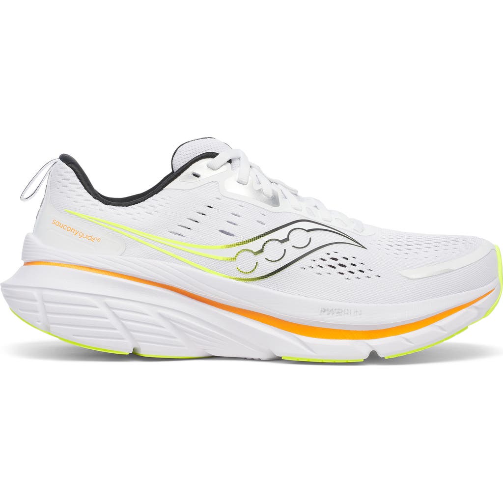 Saucony Guide 18 Running Shoe In White/peel
