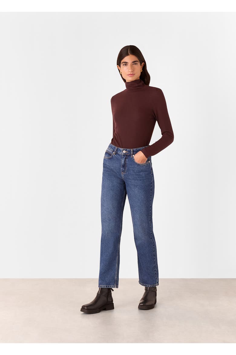 Essential Ribbed Roll Neck Top, Alternate, color, Burgundy