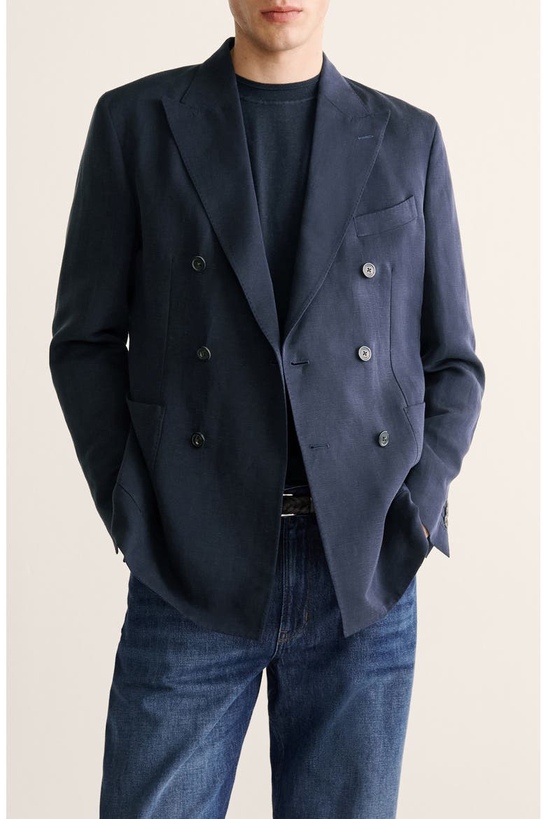 Slim Fit Double Breasted Suit Jacket, Main, color, NAVY