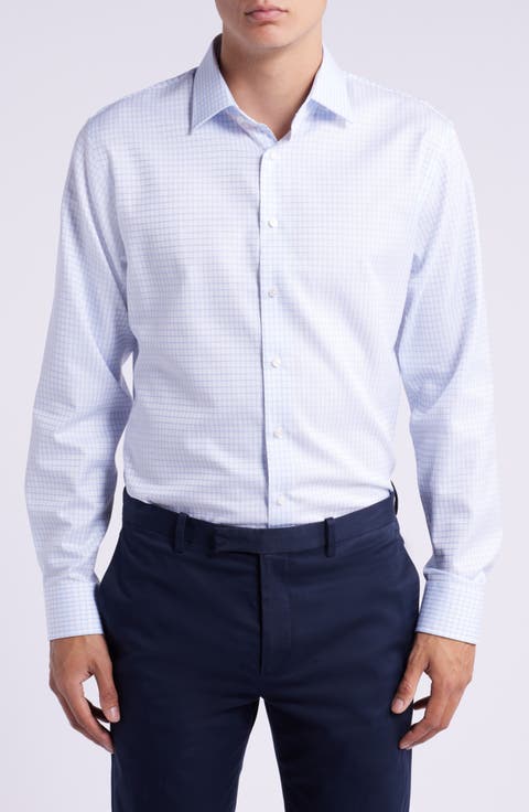 Trim Fit Grid Dress Shirt (Regular, Big & Tall)