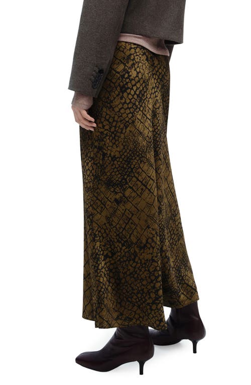 Mango Crocodile Print Flared Skirt In Brown