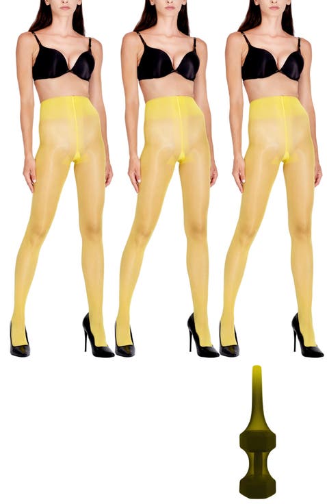 3-Pack ​Glossy Colored Fashion ​Sheer Tights for Women