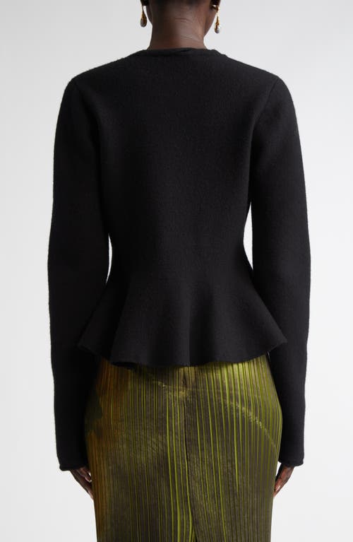 Jason Wu Collection Boiled Wool Peplum Cardigan In Black
