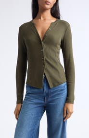 Veronica Beard Cordis Ribbed Long Sleeve Knit Top