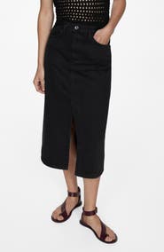 MANGO Denim Midi Skirt