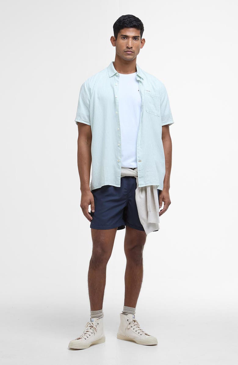 Barbour Deerpark Stripe Summer Fit Short Sleeve Button-Up Shirt, Alternate, color, Pale Apple